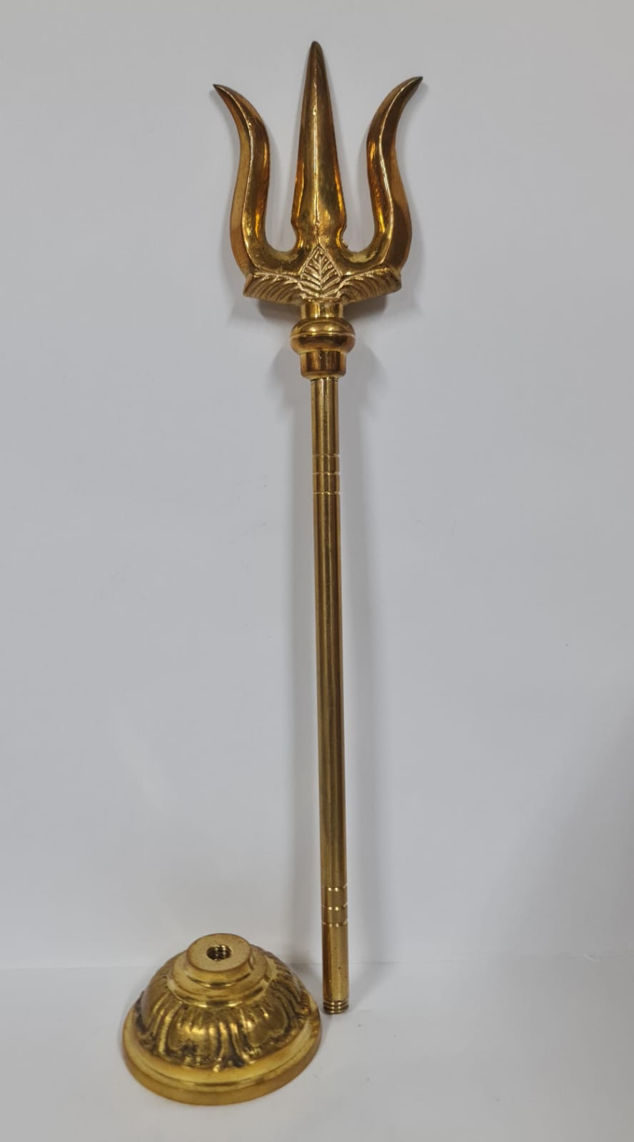 Solid Brass Trishul With Base - Medium - 20.3 CM (H)