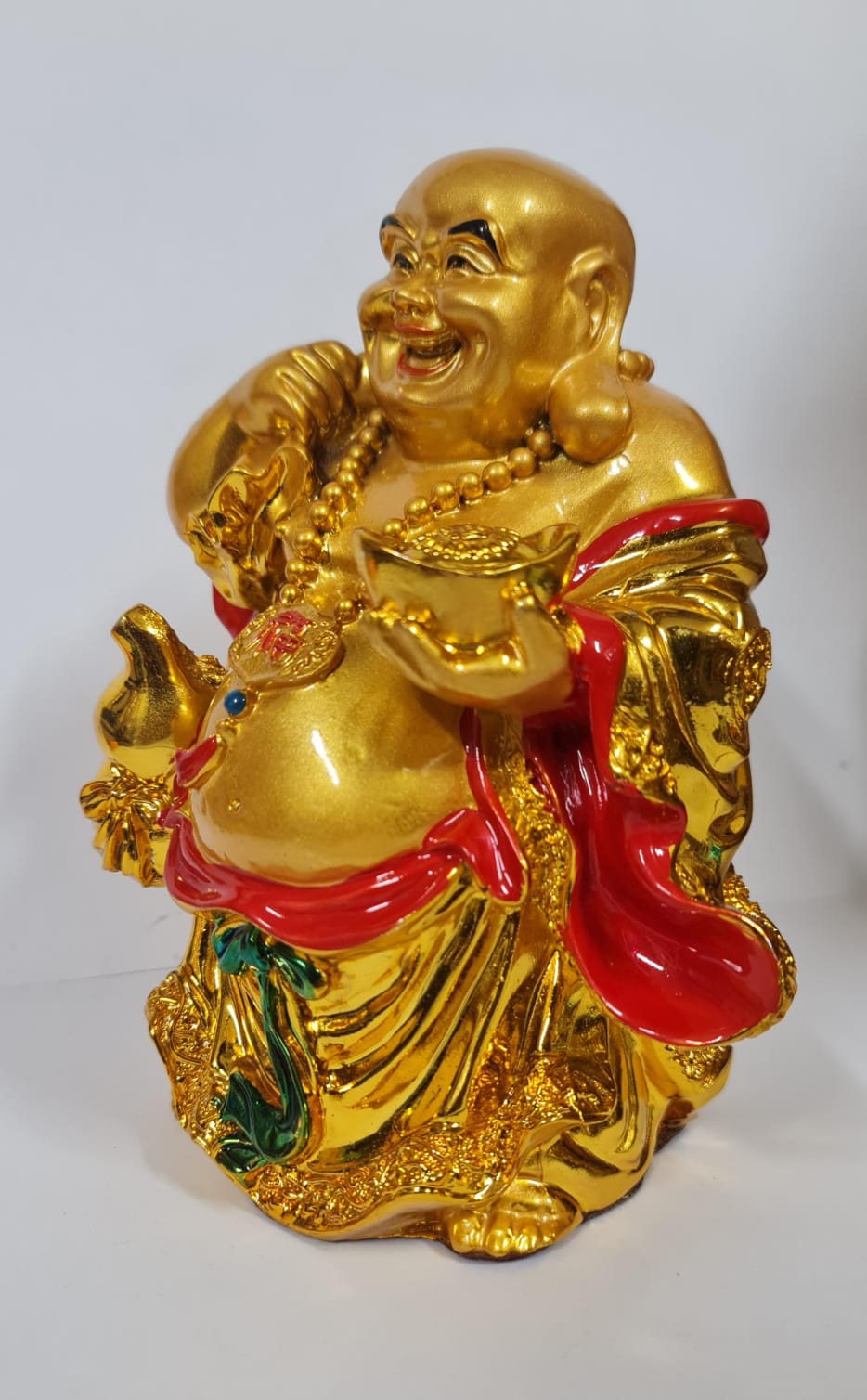 GOLD LAUGHING BUDDHA STATUE - Size (M) - Height 10.7 cm