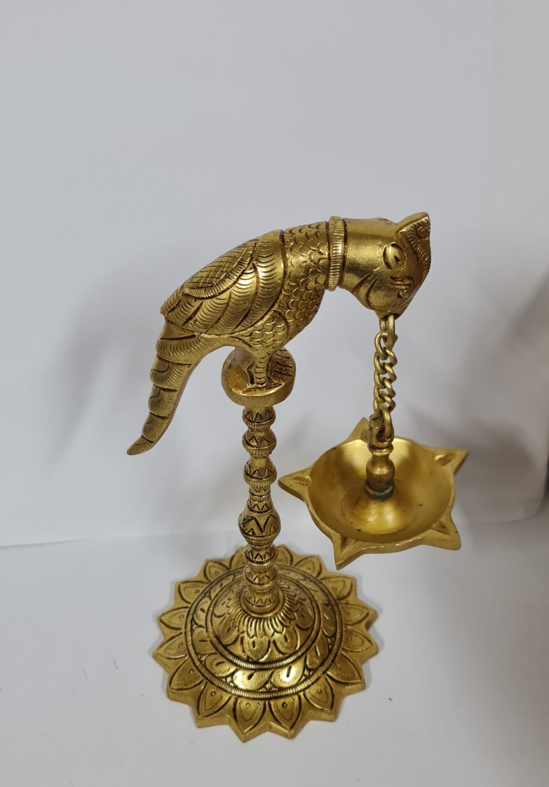 PARROT HANGING LAMP WITH STAND IN BRASS