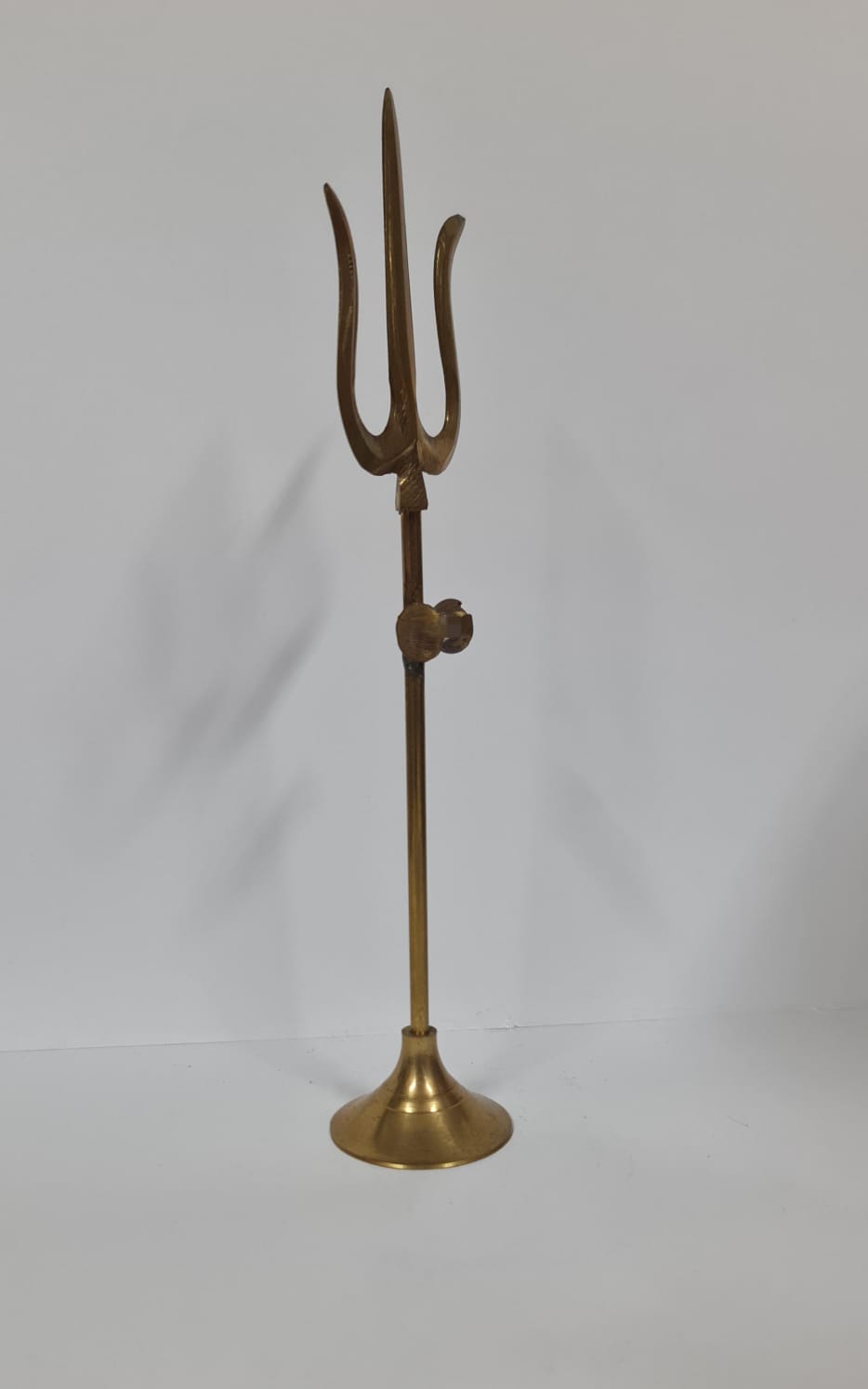 Brass Trishul With Damru - Medium Light Weight - 20 CM (H)