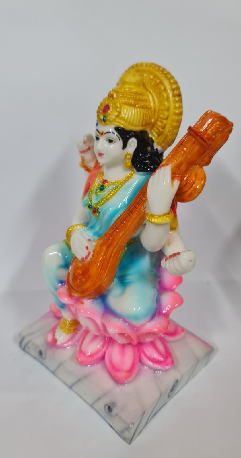 LOTUS SARASWATI STATUE - Size (M) - Height 10.8 cm