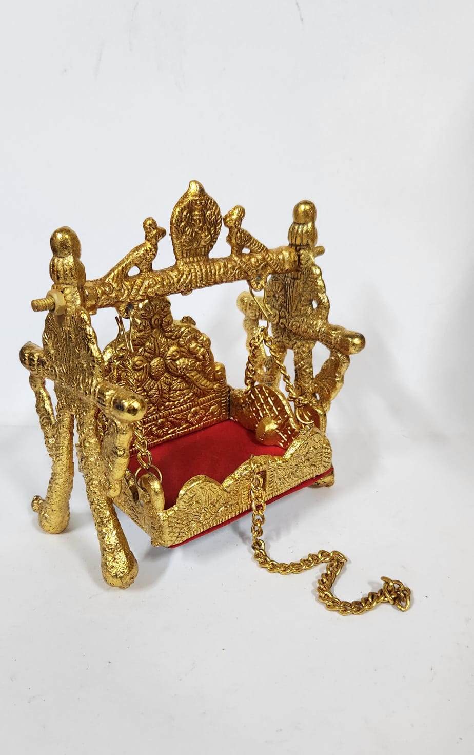 Gold polish Laddu Gopal Jhula - 10.4 cm (H) - Medium