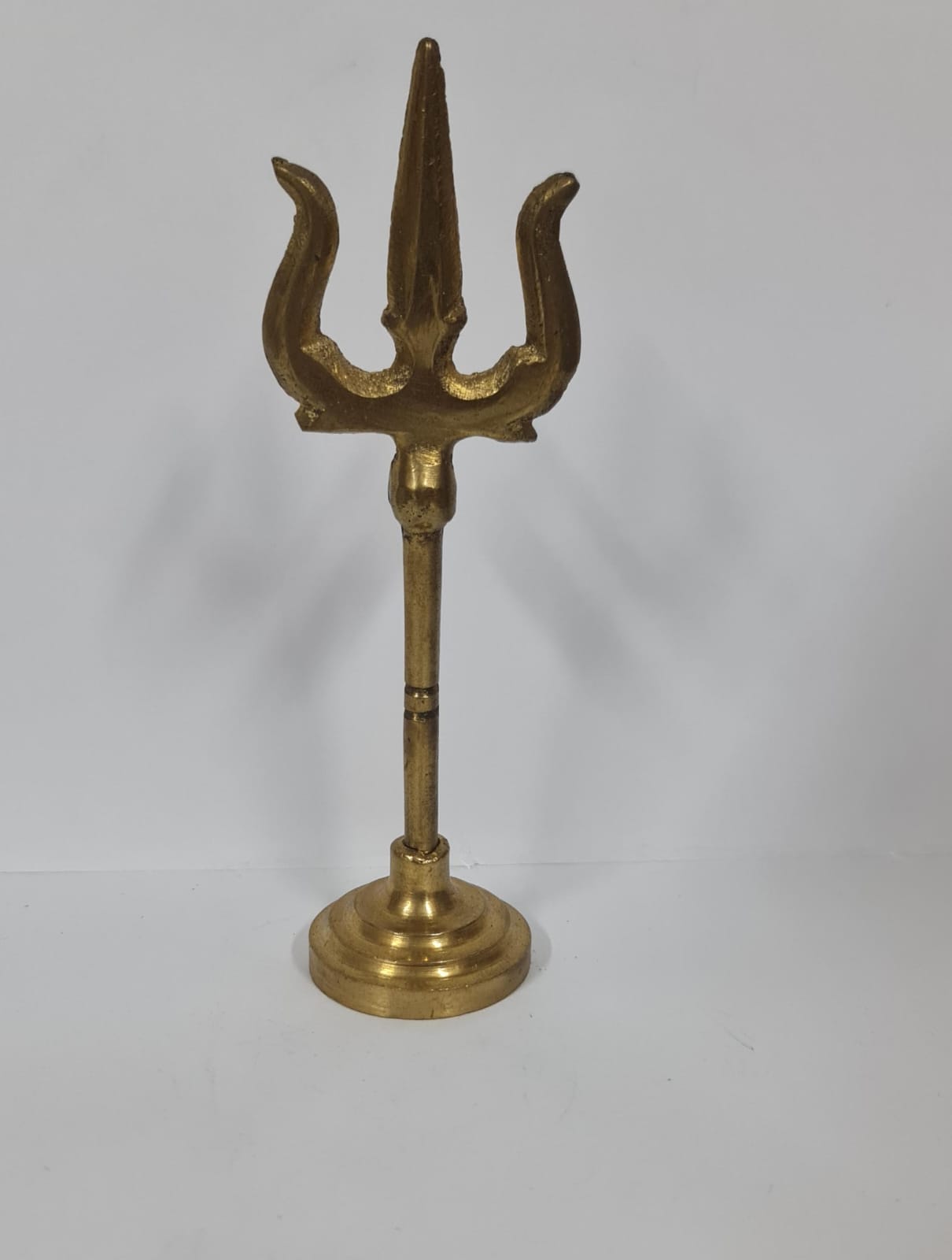 Solid Brass Trishul With Base - MEDIUM - 10.4 CM (H)