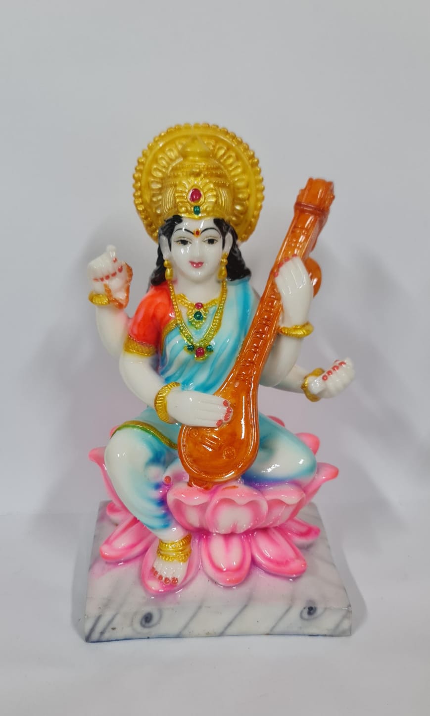 LOTUS SARASWATI STATUE - Size (M) - Height 10.8 cm