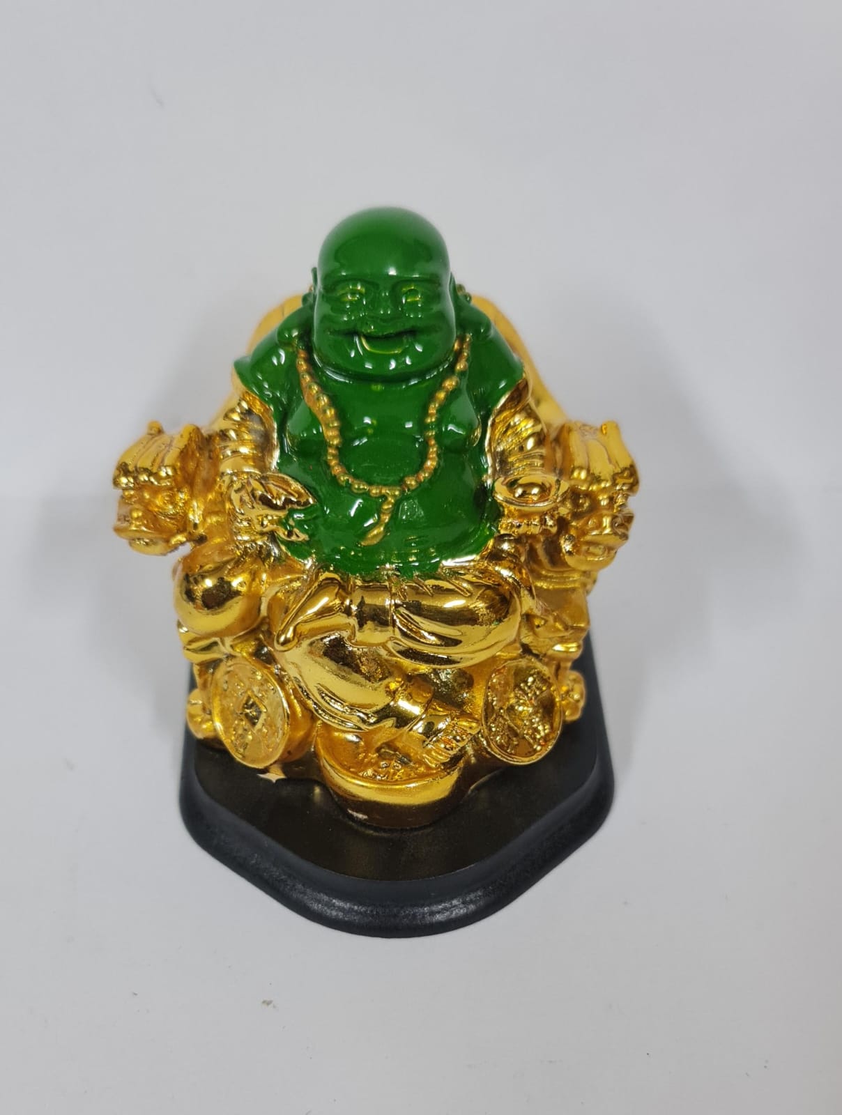 GOLD& GREEN KUBER STATUE - Size (S) - Height 10 cm