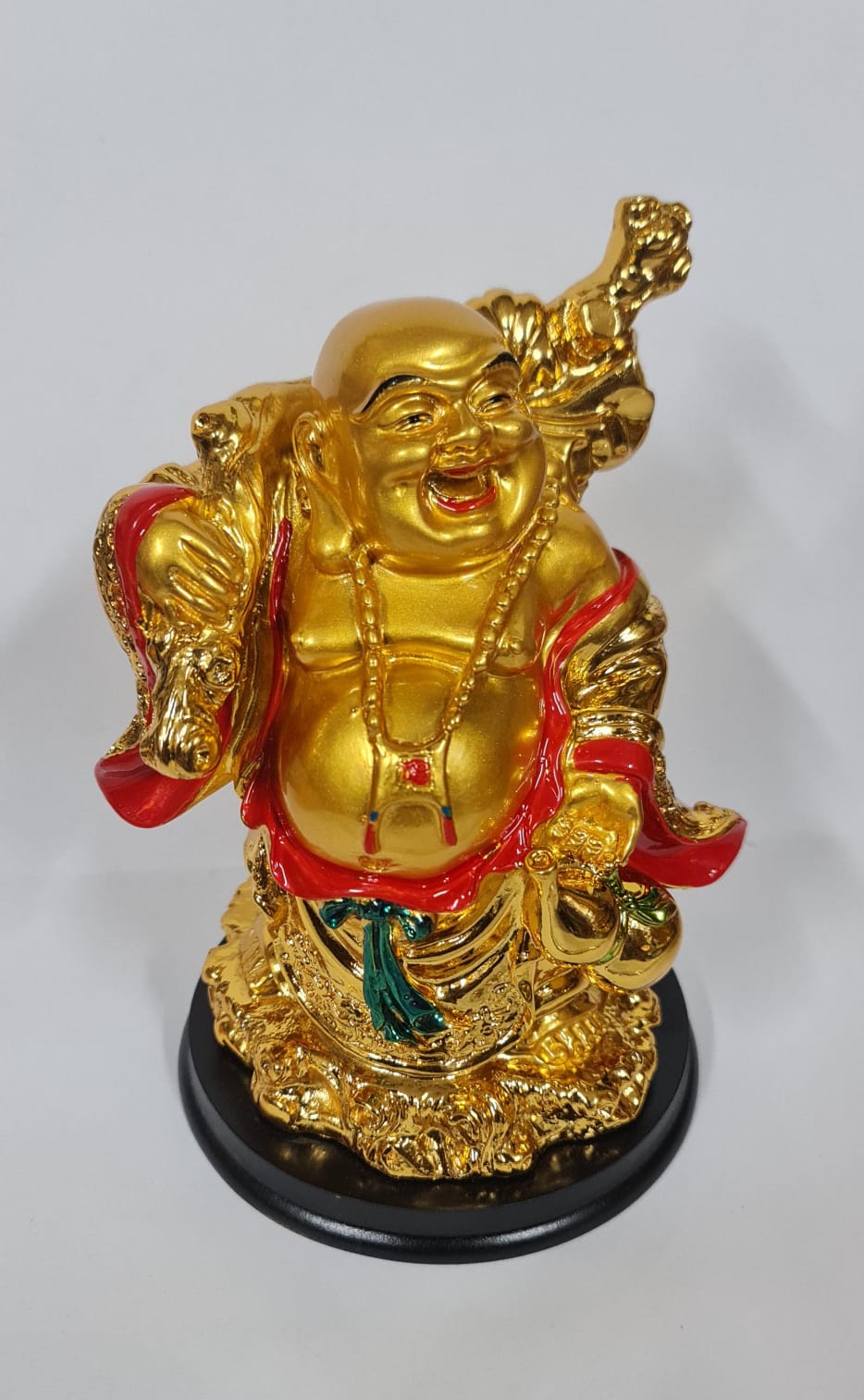 GOLD LAUGHING BUDDHA STATUE - Size (M) - Height 10.7 cm