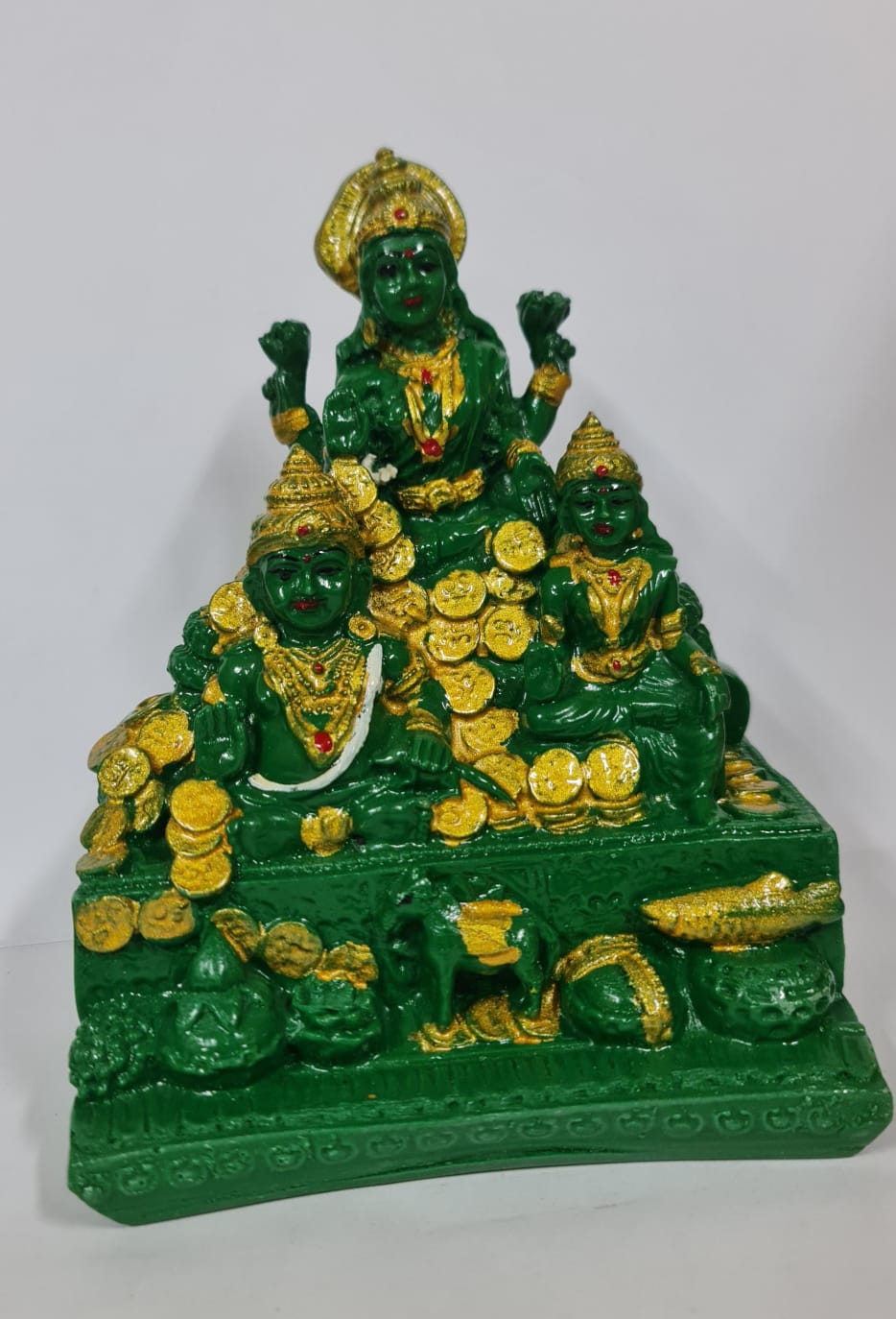 GREEN LAKSHMI KUBER STATUE - Size (L) - Height 10.7 cm
